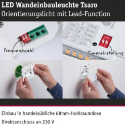 Paulmann 80002 LED Wandeinbauleuchte Tsaro Bewegungsmelder 80x36mm 2700K Weiß