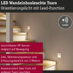 Paulmann 80002 LED Wandeinbauleuchte Tsaro Bewegungsmelder 80x36mm 2700K Weiß