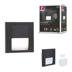 Paulmann 80004 LED Wandeinbauleuchte Tsaro Bewegungsmelder eckig 80x36mm 2700K Schwarz