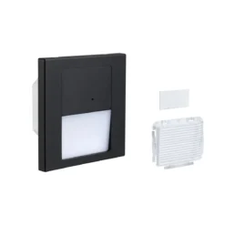 Paulmann 80004 LED Wandeinbauleuchte Tsaro Bewegungsmelder eckig 80x36mm 2700K Schwarz