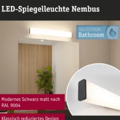 Paulmann 71208  LED Wandleuchte Nembus 60cm 3000K Schwarz IP44