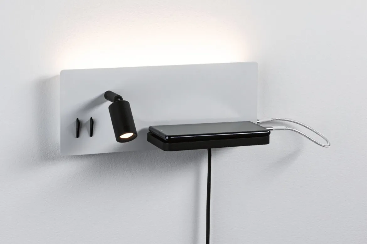 Paulmann 71102 LED Wandleuchte Serra 2-flammig rechts USB C 2700K Backlight