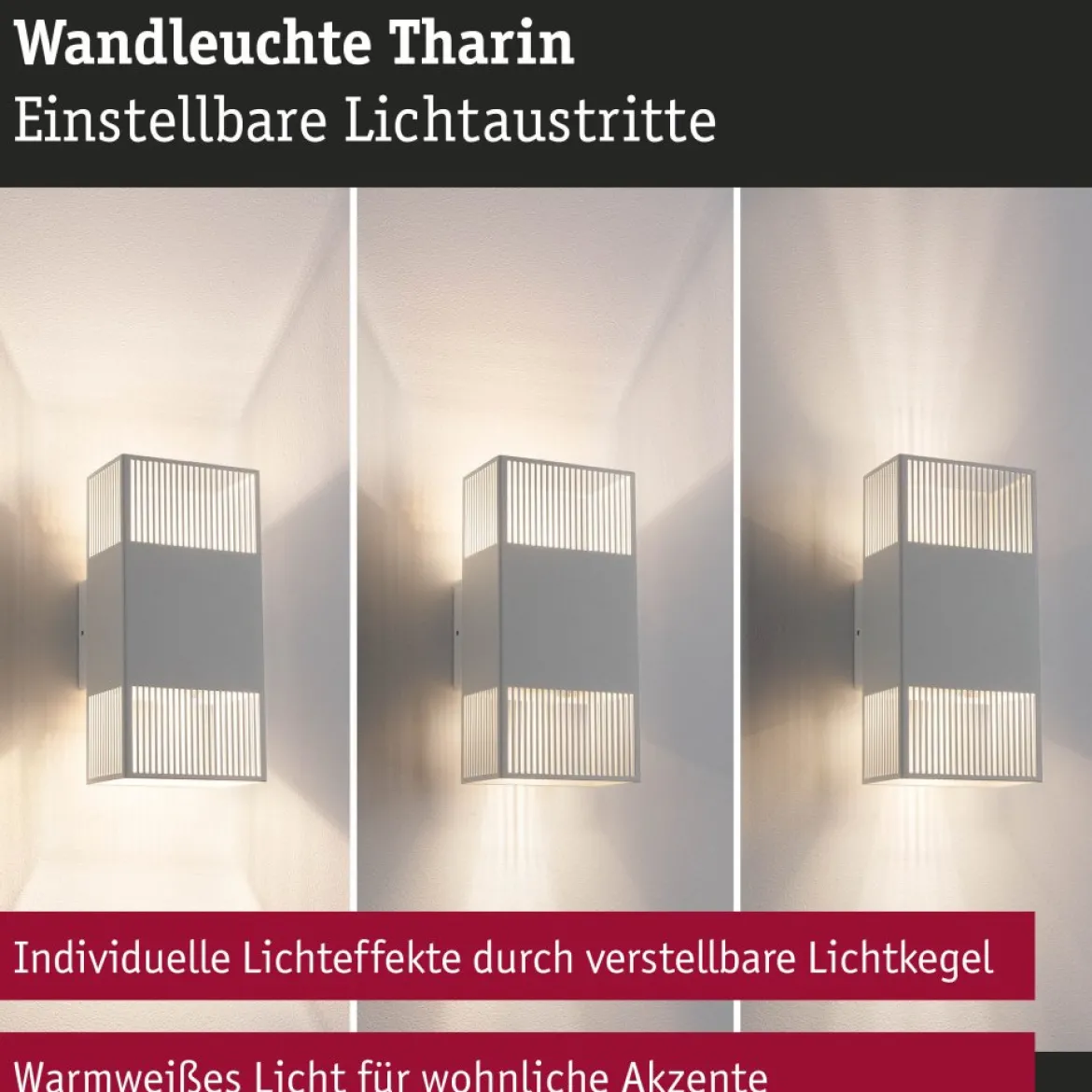 Paulmann 71252 LED Wandleuchte Tharin Weiß 3000K IP44