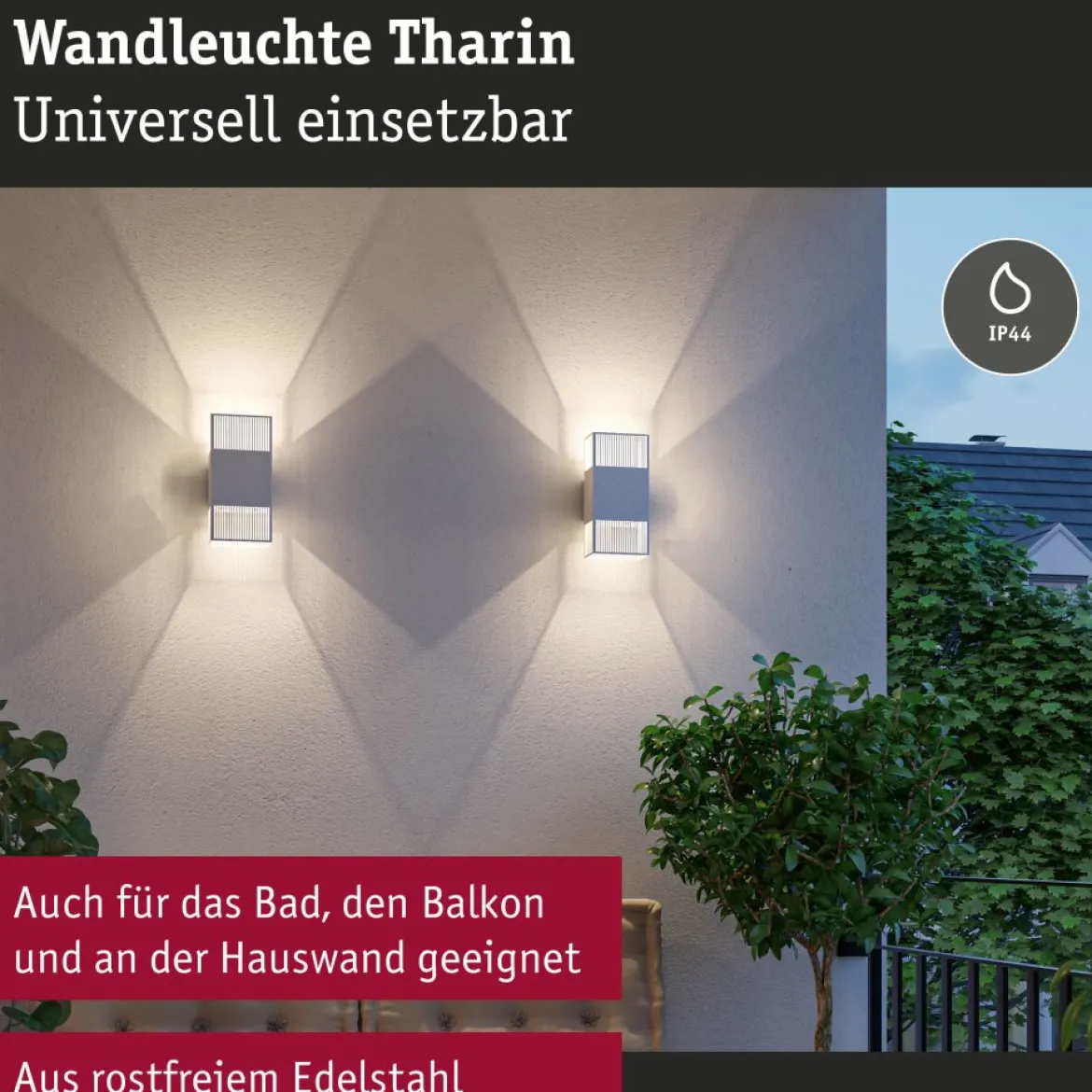 Paulmann 71252 LED Wandleuchte Tharin Weiß 3000K IP44