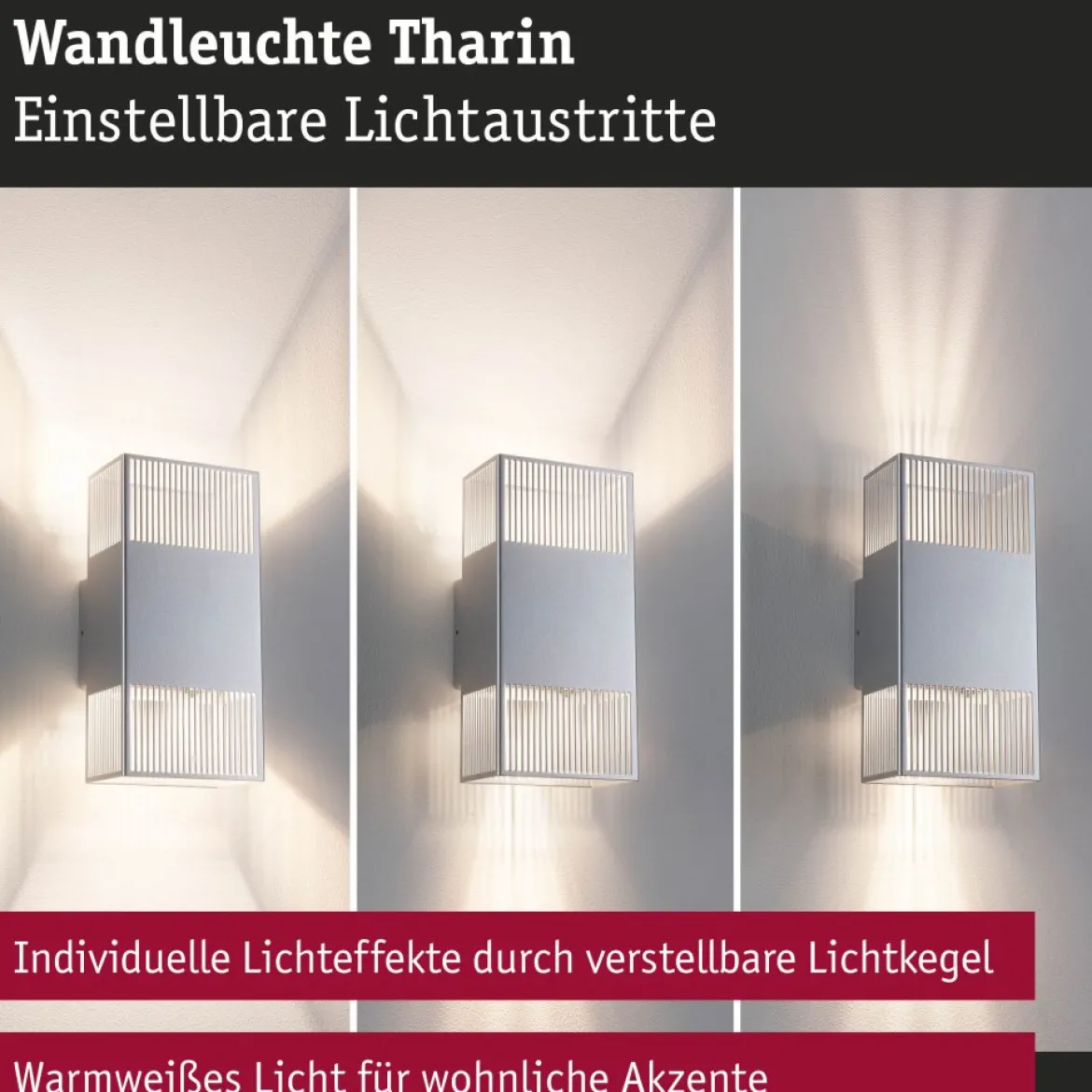 Paulmann 71253 LED Wandleuchte Tharin Silber 3000K IP44