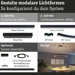 Paulmann 98204 Linion Einspeisung Power Channel 230/24V 100VA 3000K schwarz 1m