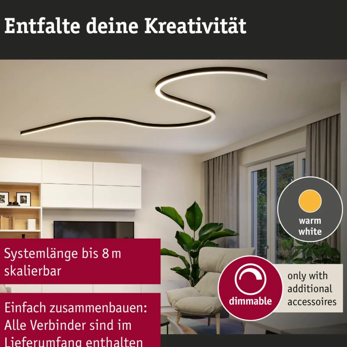 Paulmann 98172 Linion Lichtkanal 90° Kurve 24V 3000K schwarz