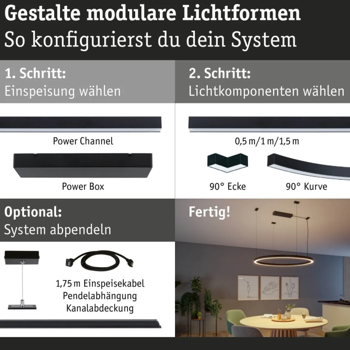 Paulmann 98169 Linion Lichtkanal 24V 3000K schwarz 1,5m