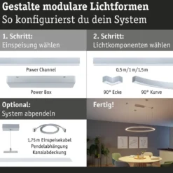 Paulmann 98191 Linion Zubehör Einspeisekabel 1,75m grau