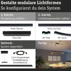 Paulmann 98187 Linion Zubehör Seilabhängung 1,5m schwarz