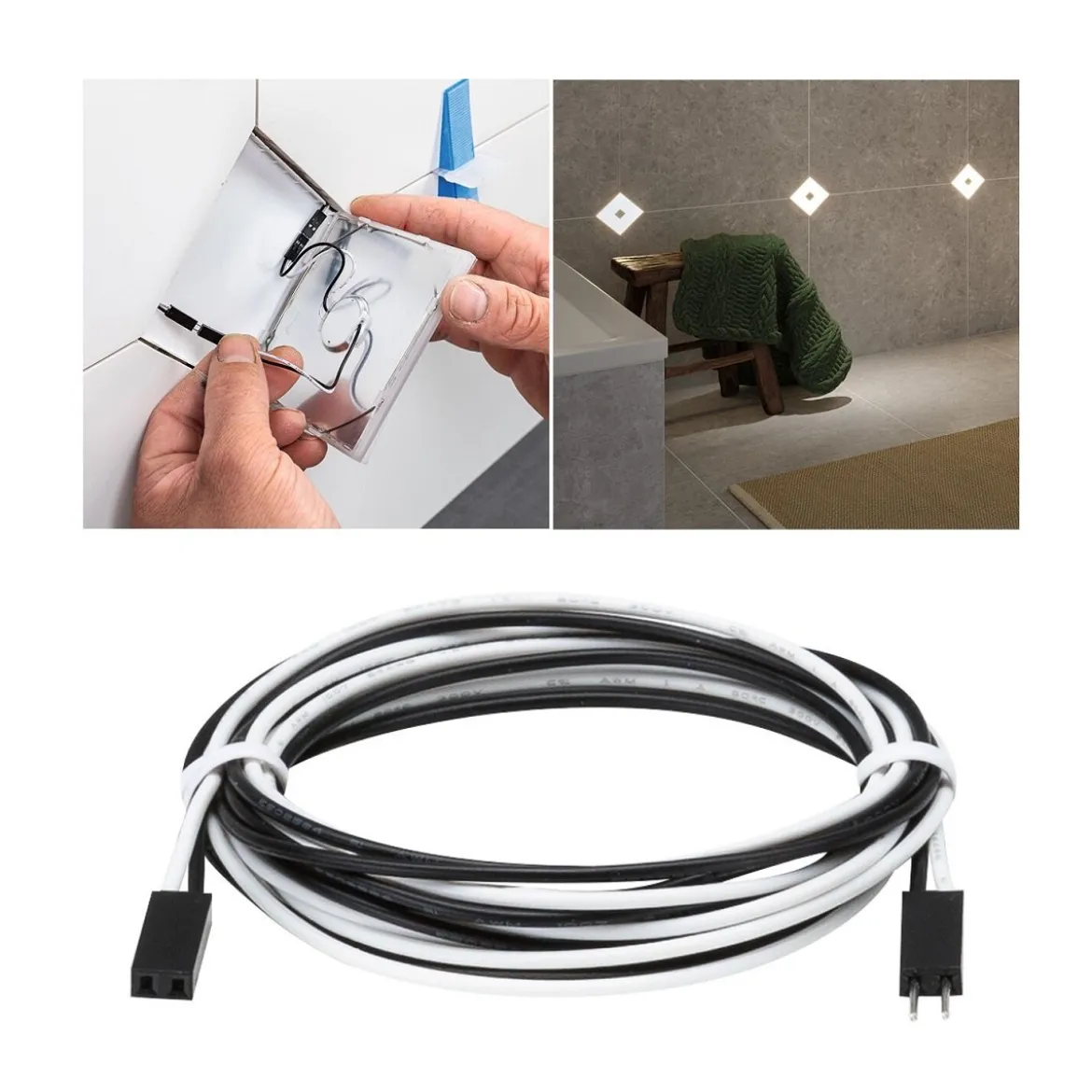 Paulmann 78416 LumiTiles Kabel Square 65cm 12V Schwarz