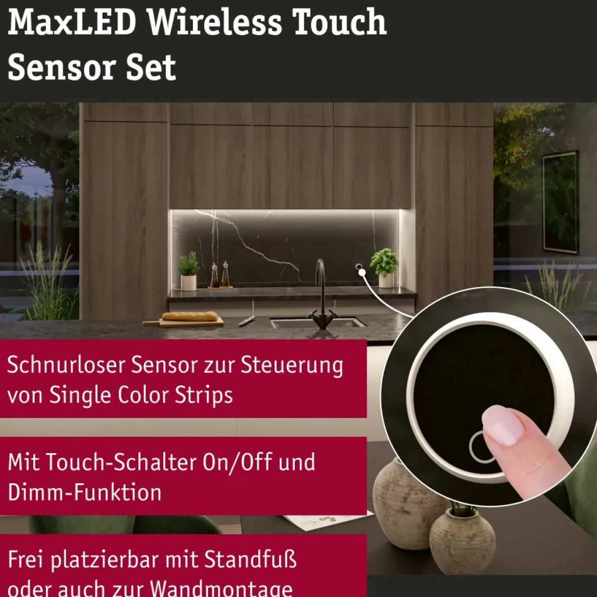 Paulmann 71225 MaxLED Basisset Sensor Wireless Touch Weiß Schwarz