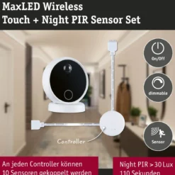 Paulmann 71226 MaxLED Basisset Sensor Wireless PIR Bewegugsmelder Touch Weiß Schwarz
