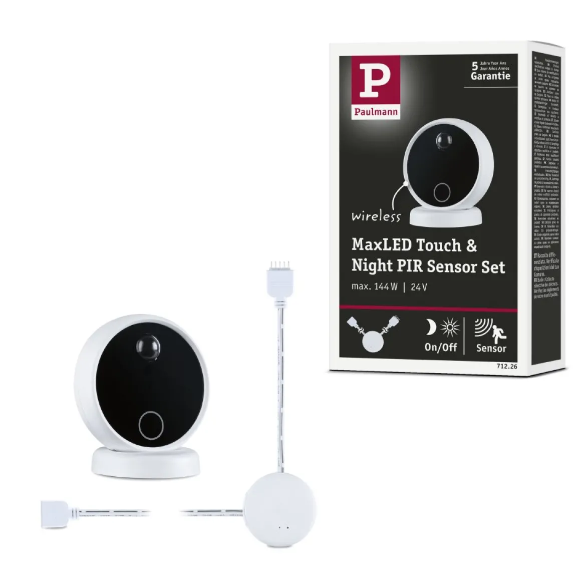 Paulmann 71226 MaxLED Basisset Sensor Wireless PIR Bewegugsmelder Touch Weiß Schwarz