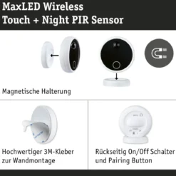 Paulmann 71228 MaxLED Erweiterung Sensor Wireless PIR & Touch Weiß Schwarz