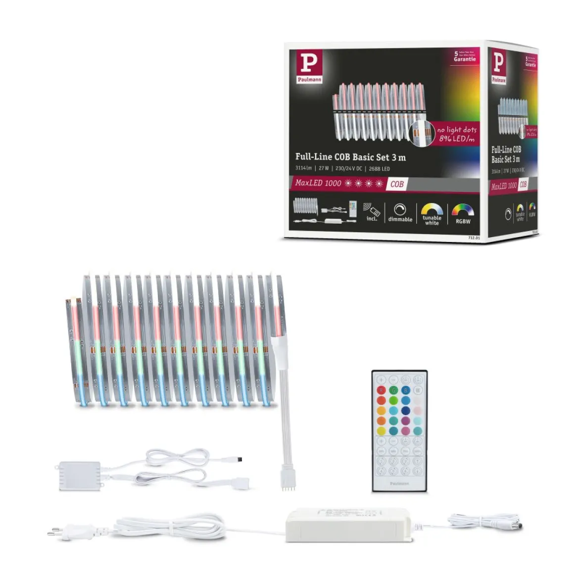 Paulmann 71201 MaxLED 1000 LED Strip RGBW Full-Line COB Basisset 3m