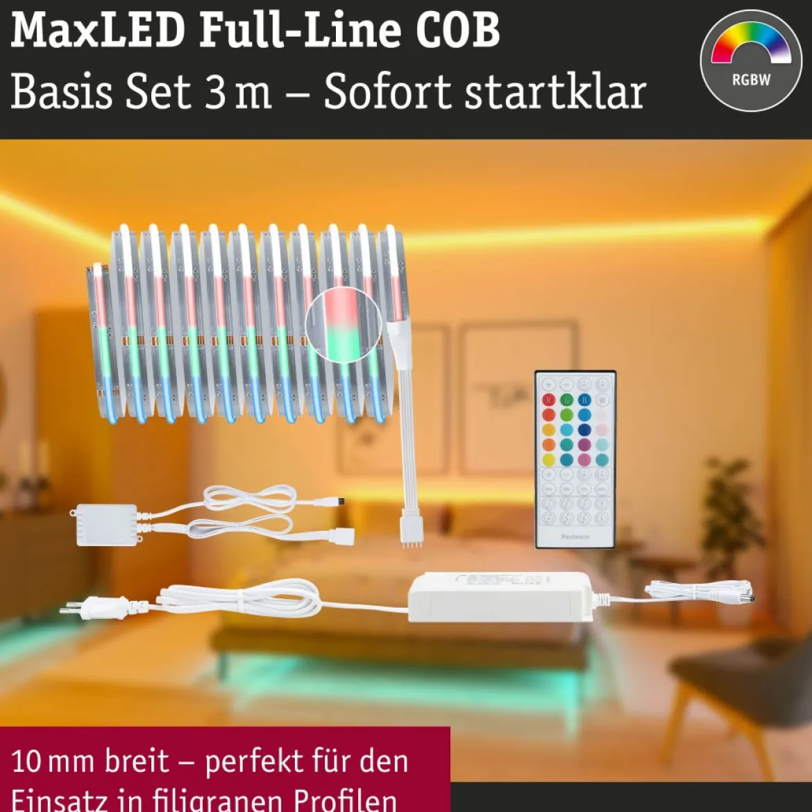 Paulmann 71201 MaxLED 1000 LED Strip RGBW Full-Line COB Basisset 3m