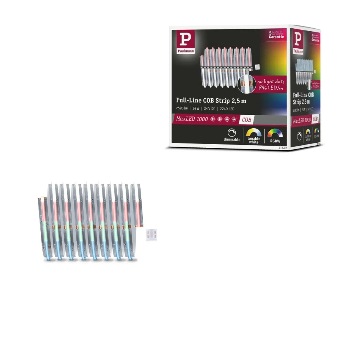 Paulmann 71202 MaxLED 1000 LED Strip RGBW Full-Line COB Einzelstrip 2,5m