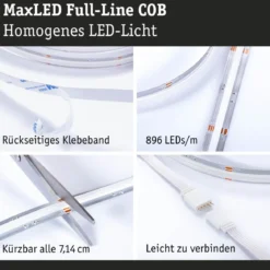 Paulmann 71202 MaxLED 1000 LED Strip RGBW Full-Line COB Einzelstrip 2,5m