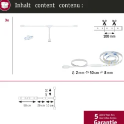 Paulmann 71219 MaxLED Stair LED Strip Erweiterung Set 3x0,5m 2700K Weiß