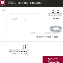 Paulmann 71221 MaxLED Stair LED Strip Erweiterung Set 3x1m 2700K Weiß
