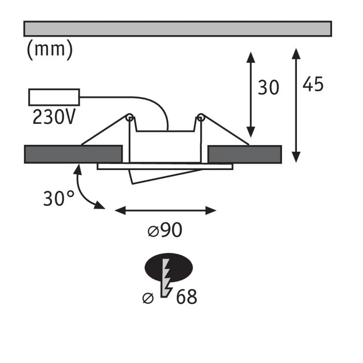 Paulmann No. 99932 Einbauleuchte LED Calla rund Einzelleuchte Chrom matt schwenkbar dimmbar