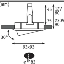 Paulmann No. 93664 Einbauleuchte LED Nova IP65 eckig max. 35W Weiß, Chrom 1er-Set schwenkbar