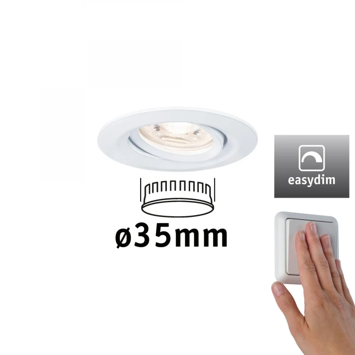 Paulmann No. 92970 Einbauleuchte Nova mini Plus EasyDim schwenkbar 4,2W 2.700K Weiß matt
