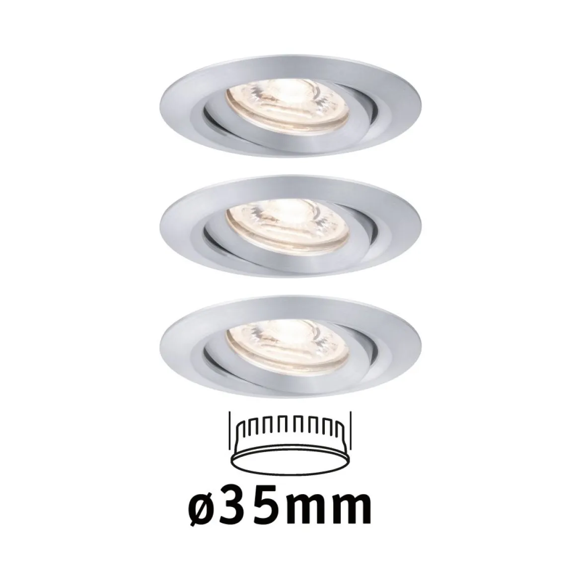 Paulmann No. 94297 Einbauleuchte Nova mini schwenkbar 3x4W 2.700K Alu gedreht 230V