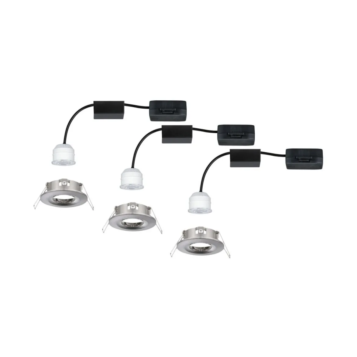Paulmann No. 94301 Einbauleuchte Nova mini starr IP44 3x4W 2.700K Eisen gebürstet 230V