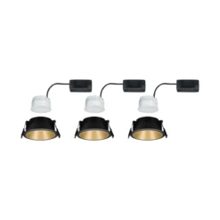 Paulmann No. 93404 Einbauleuchten Set LED Cole Gold Schwarz 3-Step dimmbar 2700K