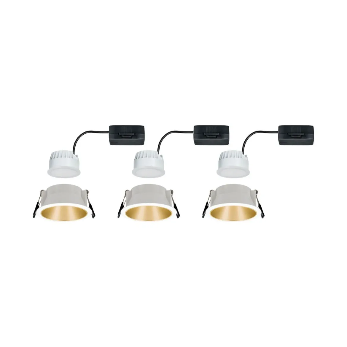 Paulmann No. 93406 Einbauleuchten Set LED Cole Weiß Gold 3-Step dimmbar 2700K