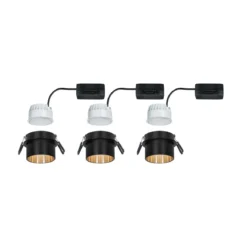 Paulmann No. 93379 LED Einbauleuchten Set Gil 6W IP44 2700K Schwarz Gold 3-Stufen dimmbar