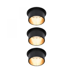 Paulmann No. 93379 LED Einbauleuchten Set Gil 6W IP44 2700K Schwarz Gold 3-Stufen dimmbar