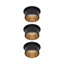 Paulmann No. 93379 LED Einbauleuchten Set Gil 6W IP44 2700K Schwarz Gold 3-Stufen dimmbar