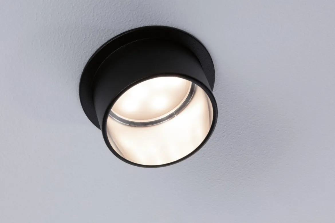 Paulmann No. 93383 LED Einbauleuchten Set Gil 6W IP44 2700K Schwarz Eisen gebürstet 3-Step dimmbar
