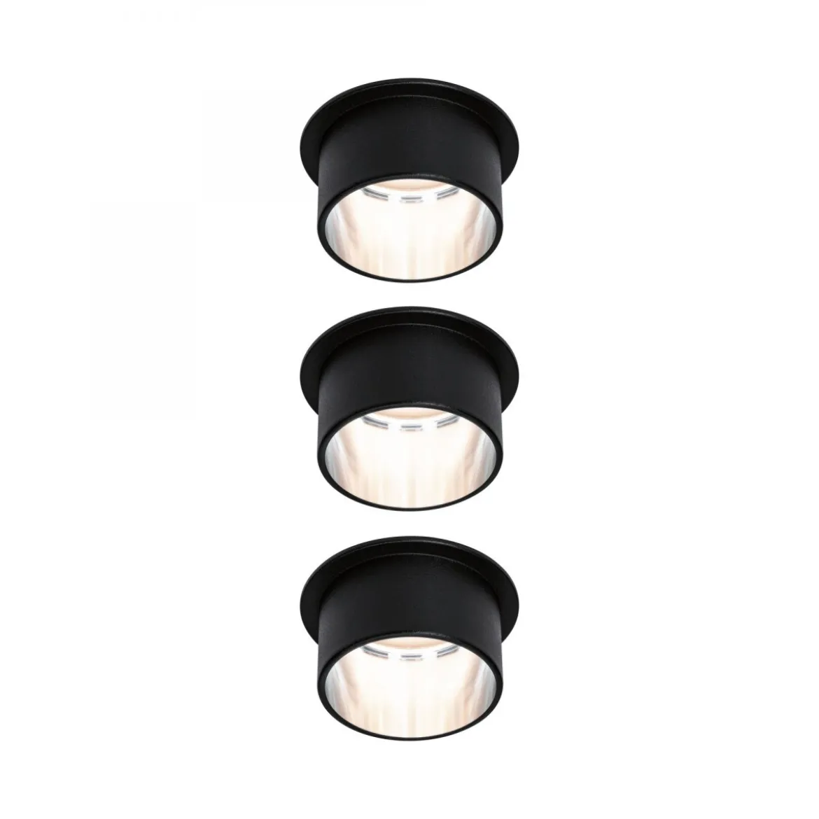 Paulmann No. 93383 LED Einbauleuchten Set Gil 6W IP44 2700K Schwarz Eisen gebürstet 3-Step dimmbar