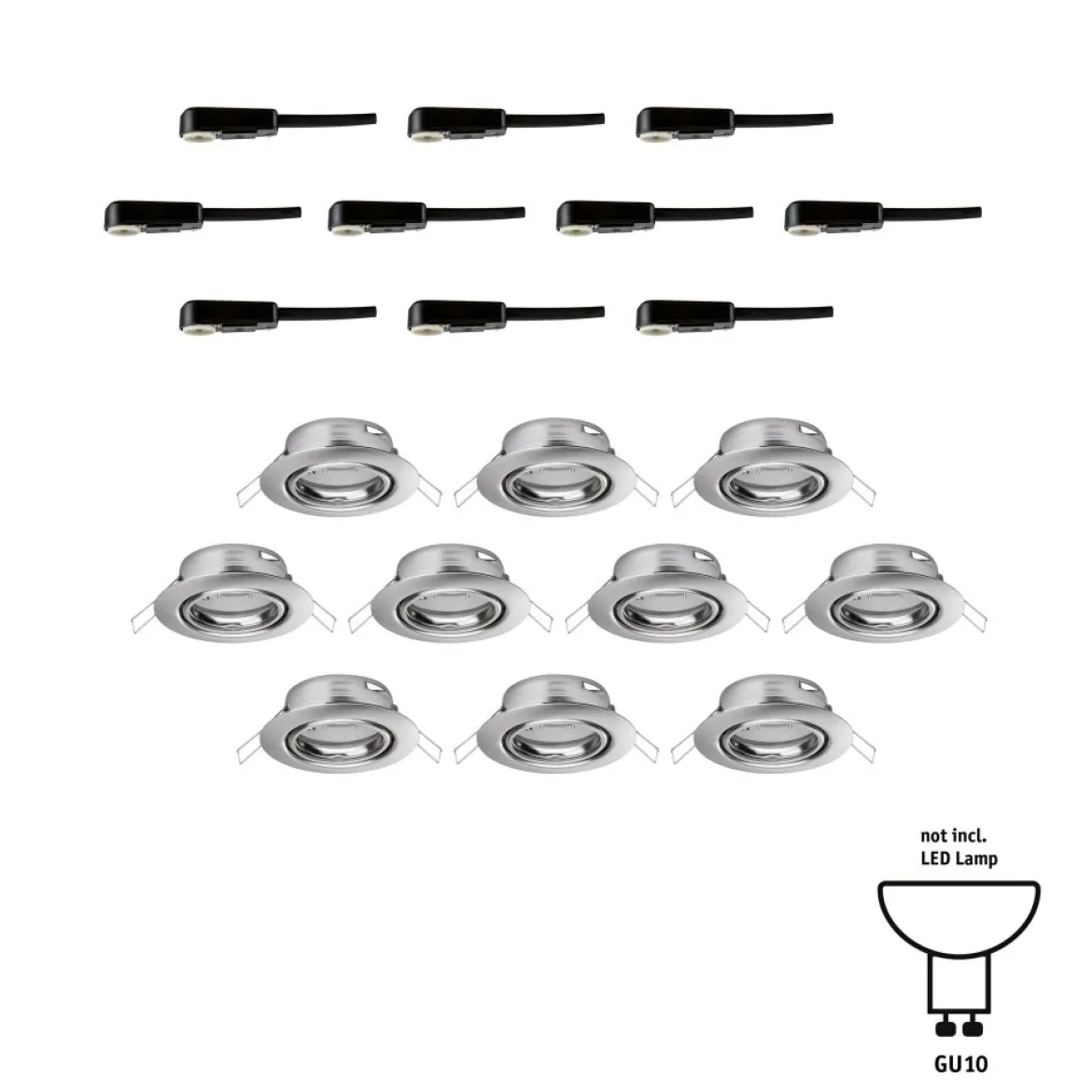 Paulmann No. 93399 LED Einbauleuchte Base rund 10x10W GU10 Eisen gebürstet