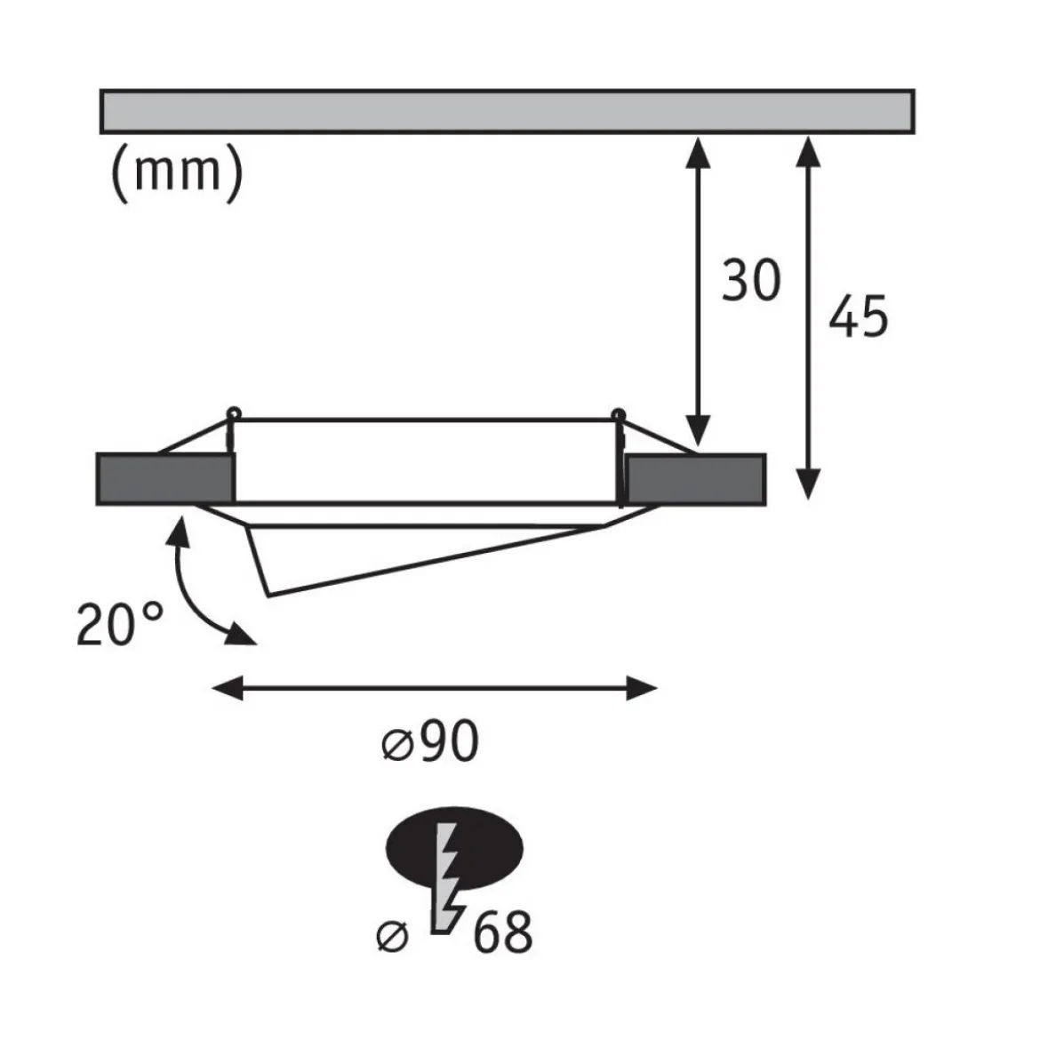 Paulmann No. 93414 LED Einbauleuchte Base schwenkbar 1 x 5W Eisen gebürstet