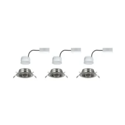 Paulmann No. 93421 LED Einbauleuchten Set Base Coin schwenkbar, 3 x 5W Eisen gebürstet