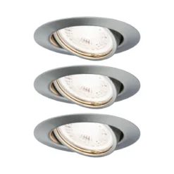 Paulmann No. 93424 LED Einbauleuchten Set Base schwenkbar, 3 x 5W GU10 Eisen gebürstet