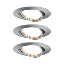 Paulmann No. 93425 LED Einbauleuchten Set Base Coin schwenkbar, 3 x 5W Eisen gebürstet dimmbar