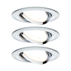 Paulmann No. 93434 LED Einbauleuchten Nova rund 6,5W GU10 Chrom 3er-Set schwenkbar