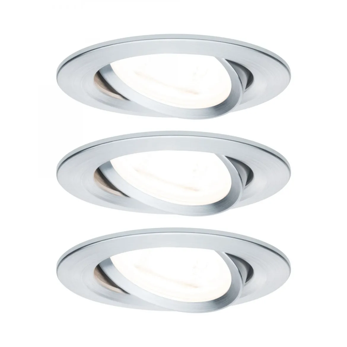 Paulmann No. 93469 LED Einbauleuchten Nova rund 6,5W GU10 Alu 3er-Set dimmbar