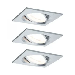 Paulmann No. 93474 LED Einbauleuchte Nova eckig 6,5W GU10 Alu 3er-Set dimmbar