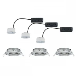 Paulmann No. 93944 LED Einbauleuchten-Set Reflector Coin dimmbar Eisen gebürstet, 3er Set