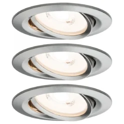 Paulmann No. 93944 LED Einbauleuchten-Set Reflector Coin dimmbar Eisen gebürstet, 3er Set