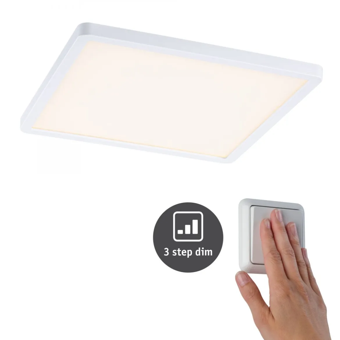 Paulmann No. 93054 LED Einbaupanel Areo VariFit eckig IP44 3-Stufen-dimmbar 230mm 3000K