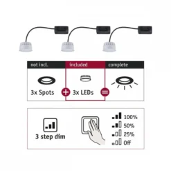 Paulmann No. 92473 LED Modul Einbauleuchte Choose Coin 3er-Set 2700K Satin