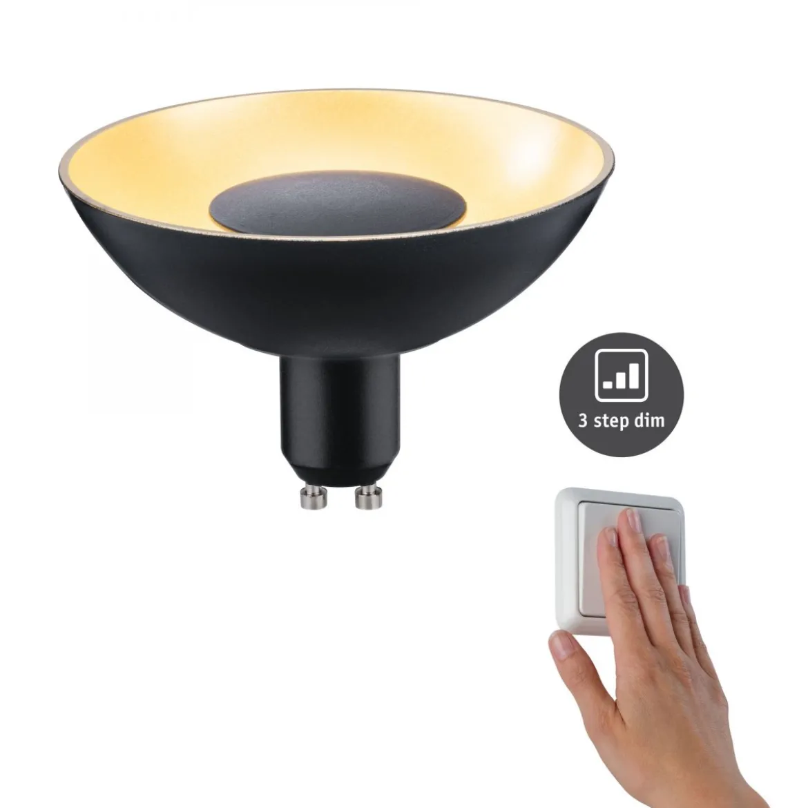 Paulmann No. 28794 LED Reflektor GU10 Schwarz Gold 3-Stufen-dimmbar